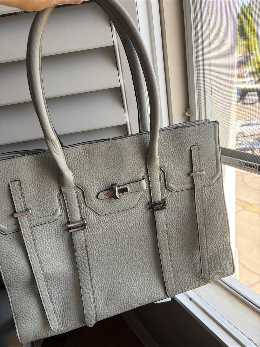 Rebecca Minkoff Light Gray Pebbled Leather Tote